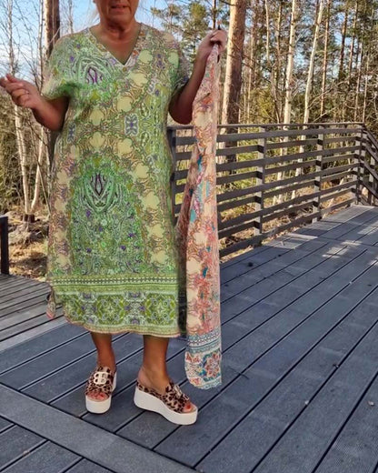 Orla | Ailina – Printed V-neck Dress